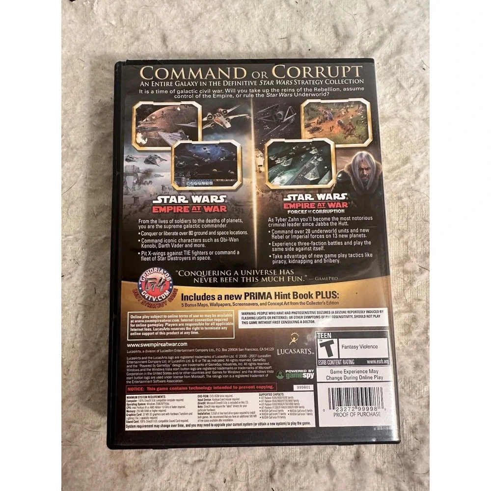 Star Wars: Empire at War Gold Pack Gold Edition PC DVD-ROM w/ Manual LucasArts